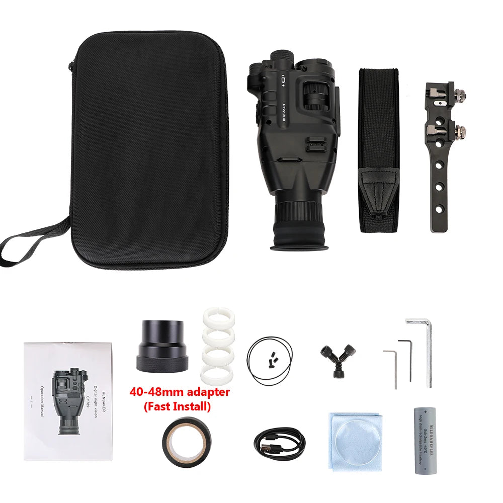 Henbaker CY789 Night Vision Scope 1920p HD Night Vision Riflescope Monocular 940nm Infrared Hunting Night Vision Sight Cameras