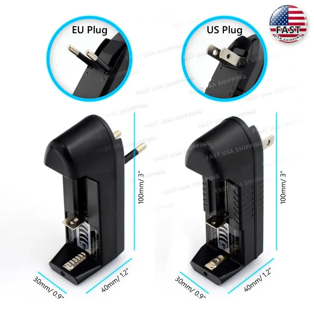 US Portable Single Slot DC3.6V/3.7V Wall Charger For 18650 26650 16340 Lithium 18350 Battery Automatic Charger
