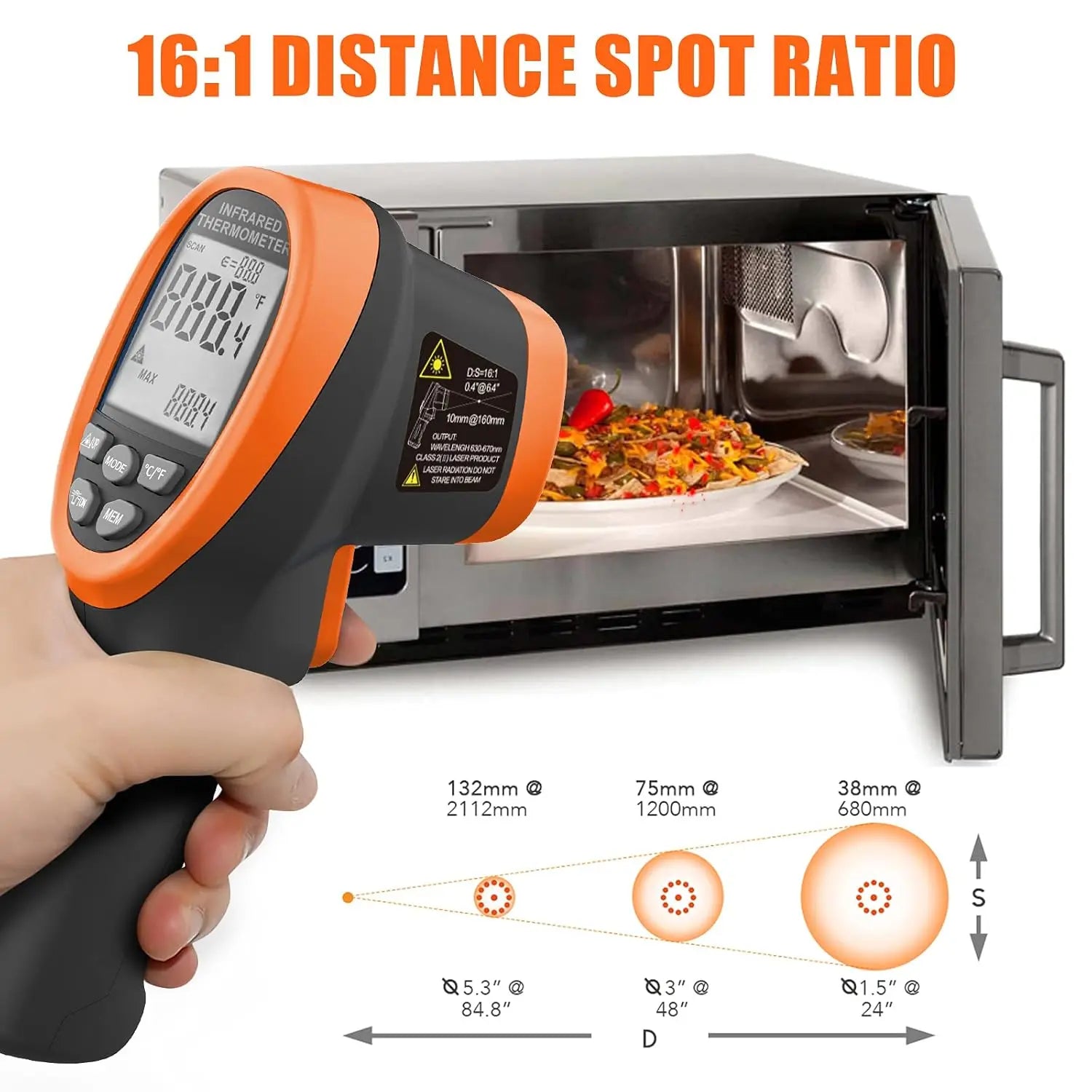 BT-985C Infrared Thermometer Gun -  Non Contact 16:1 IR Laser Temperature Gun Digital Instant Read -50℃~800℃(-58℉~1472℉)