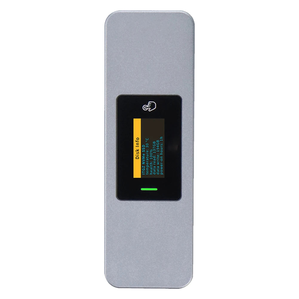 RTL9210B M.2 NVMe/NGFF SSD Enclosure Adapter with Screen Display,USB 3.2 Gen2, M-Key M2 Case 2280, Aluminum External NVMe Reader
