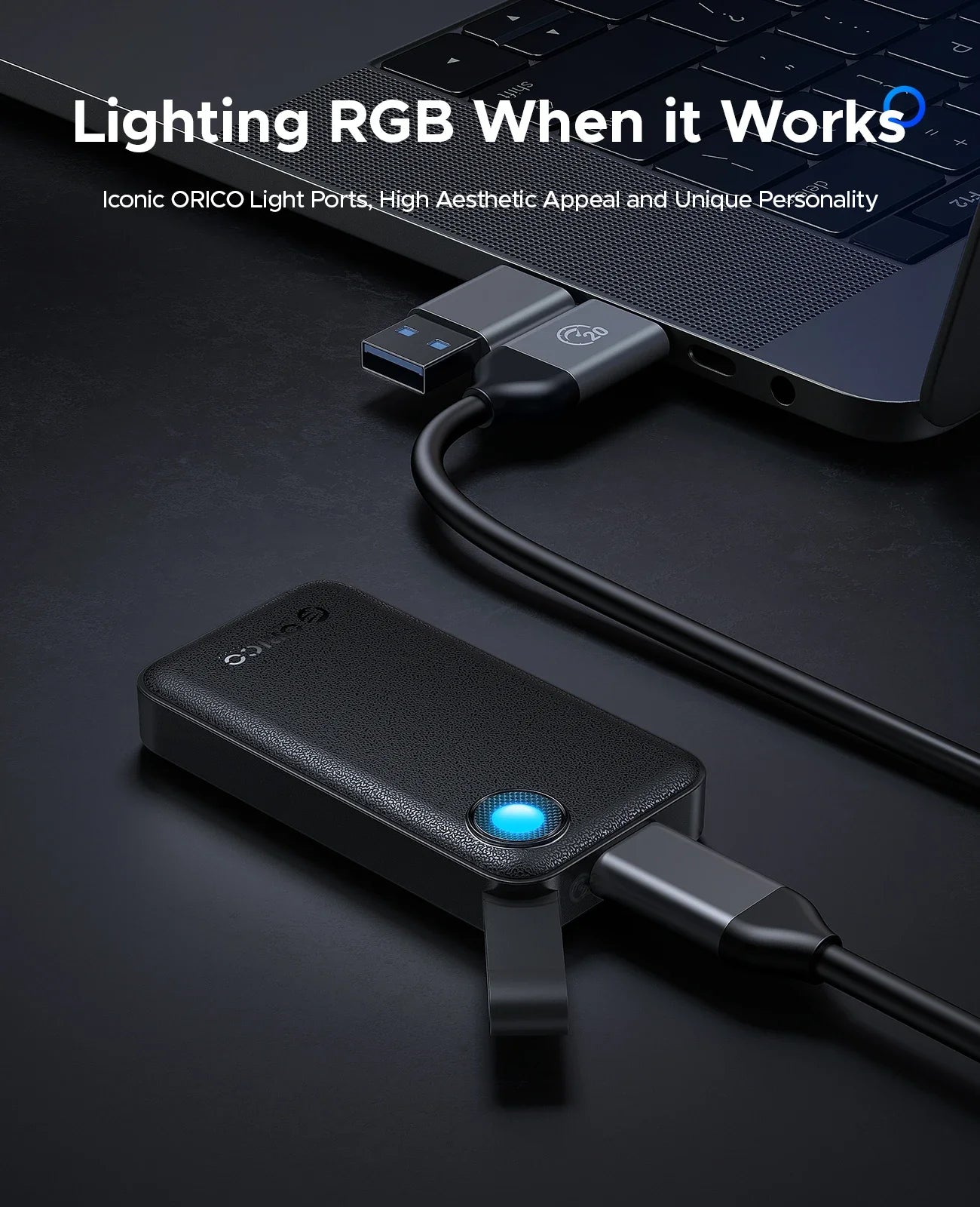 ORICO 512GB Portable SSD, Up to 2000MB/s, USB 3.2 Gen 2x2, Ultra-Mini, Compact with 2 in 1 USB C Cable, External Solid State