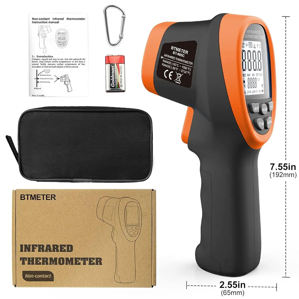 BT-985C Infrared Thermometer Gun -  Non Contact 16:1 IR Laser Temperature Gun Digital Instant Read -50℃~800℃(-58℉~1472℉)