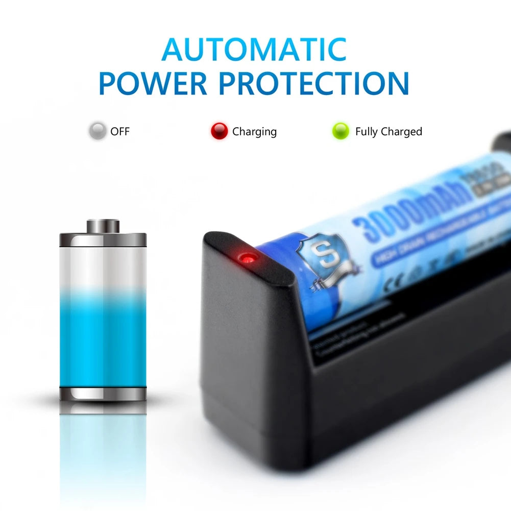 US Portable Single Slot DC3.6V/3.7V Wall Charger For 18650 26650 16340 Lithium 18350 Battery Automatic Charger