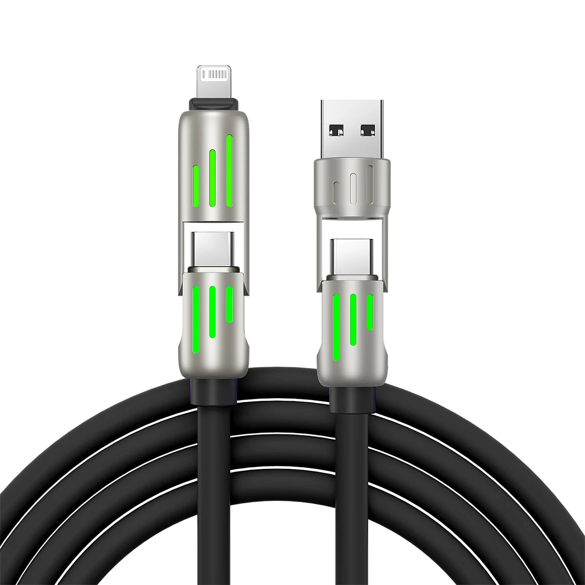 USB C to USB C Cable Professional USB AM Type C to Type C Cable Round Shell Liquid Silicone Cable with Colorful Breathing Lights