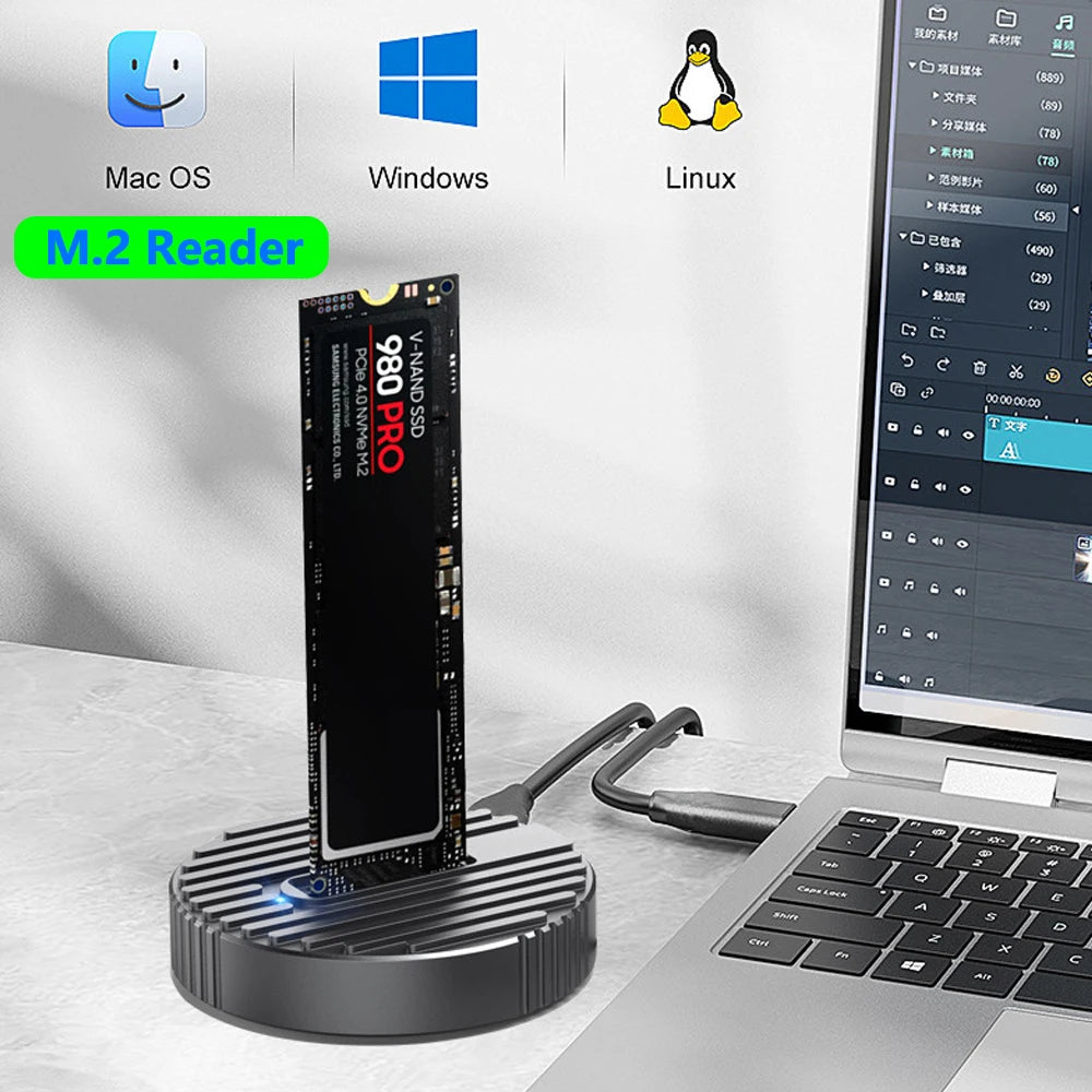 USB to M.2 SATA NVMe Enclosure 10Gbps External SSD Case Tool-Free NVME Reader For 2230 22420 2260 2280 Storage Box House