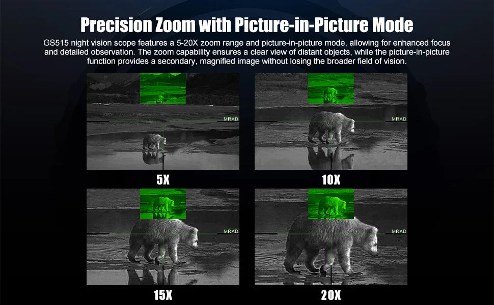 Digital Night Vision Scope, HD Day & Night 5-20X Hunting Night Vision Scope 2560x1920 Resolution Night Vision Scopes for Hunting